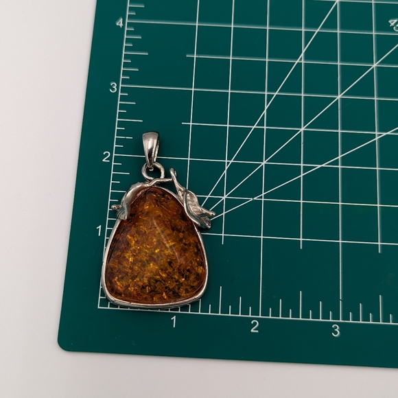 18K GP White Gold Plated BALTIC AMBER Pendant - Picture 9 of 9